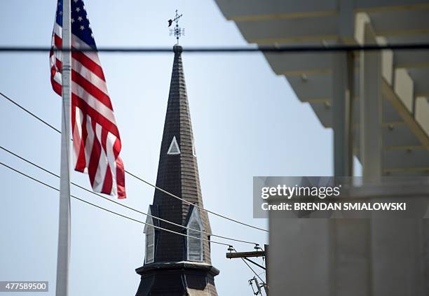 The Emanuel AME Church is seen June 18, 2015 in Charleston, South Carolina, after a mass shooting at the Church on the evening of June 17, 2015. US...