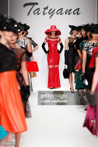 Models walk the runway during TATYANA fashion show part of Style Fashion Week at L.A. Live Event Deck on March 9, 2014 in Los Angeles, California.