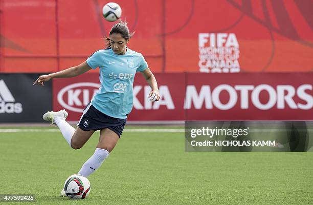 France's Louisa Necib takes part in a training session in Ottawa on June 18, 2015 three days before France's Round of 16 2015 FIFA Women's World Cup...