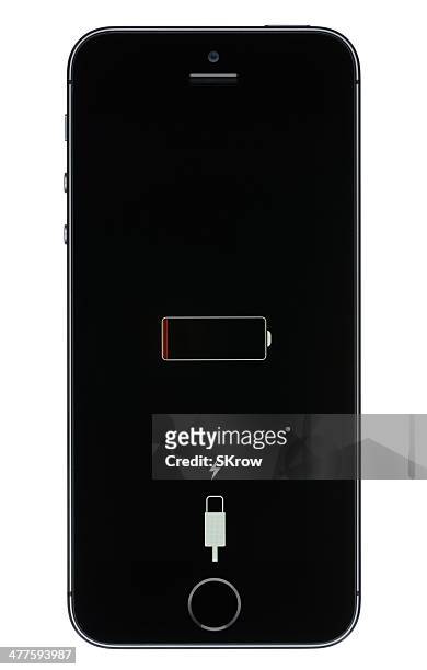 low battery on an iphone 5s - ström bildbanksfoton och bilder