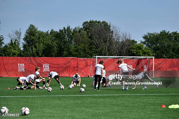 Germany players practice during a training session at Wesley Clover Park on June 18, 2015 in Ottawa, Canada.