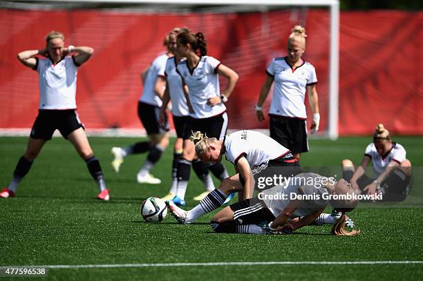 Germany players practice during a training session at Wesley Clover Park on June 18, 2015 in Ottawa, Canada.