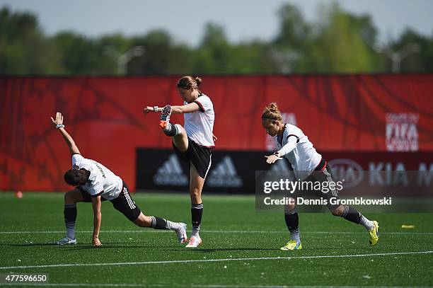 Germany players practice during a training session at Wesley Clover Park on June 18, 2015 in Ottawa, Canada.