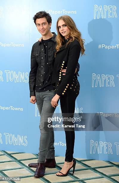 Nat Wolff and Cara Delevingne attend the "Paper Towns" Photocall at Claridges Hotel on June 18, 2015 in London, England.