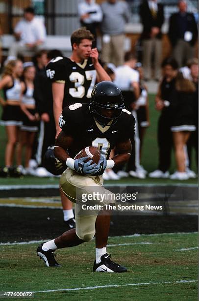 Eric King of the Wake Forest Demon Deacons runs with the ball against the North Carolina Tar Heels on October 26, 2002.