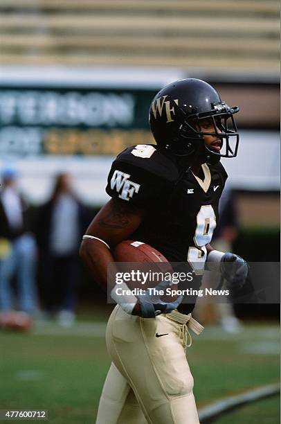 Eric King of the Wake Forest Demon Deacons runs with the ball against the North Carolina Tar Heels on October 26, 2002.