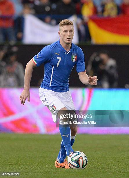Ignazio Abate of Italy in action during the international friendly match between Spain and Italy on March 5, 2014 in Madrid, Spain.