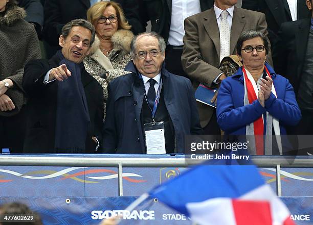 Former French President Nicolas Sarkozy, President of the French Football Federation Noel Le Graet and French Minister of Sports Valerie Fourneyron...