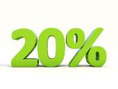 20% percentage rate icon on a white background