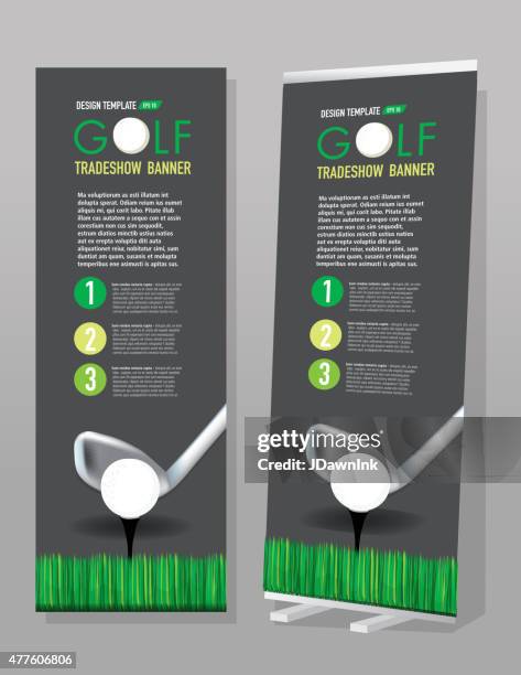 tradeshow banner golf elements theme template design - teeing off stock illustrations