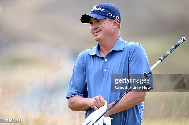 Jason Dufner of the United States walks to the sixth tee during the first round of the 115th U.S. Open Championship at Chambers Bay on June 18, 2015...
