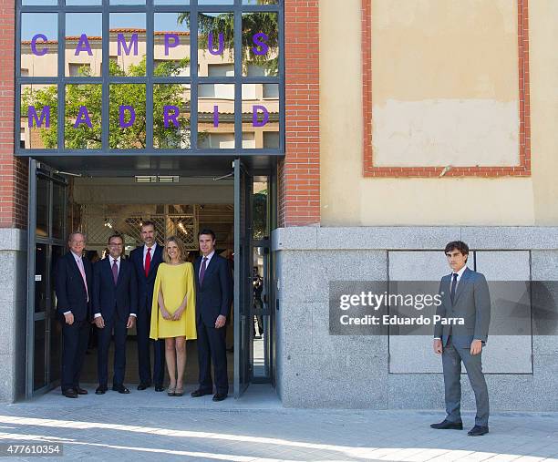 King Felipe VI of Spain , US Ambassador James Costos and Minister of Industry Jose Manuel Soria attend IN3 forum at Google campus on June 18, 2015 in...