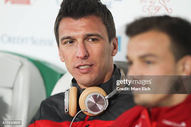 Mario Mandzukic of Croatia prior the international friendly match between Switzerland and Croatia at the AFG Arena on March 5, 2014 in St Gallen,...