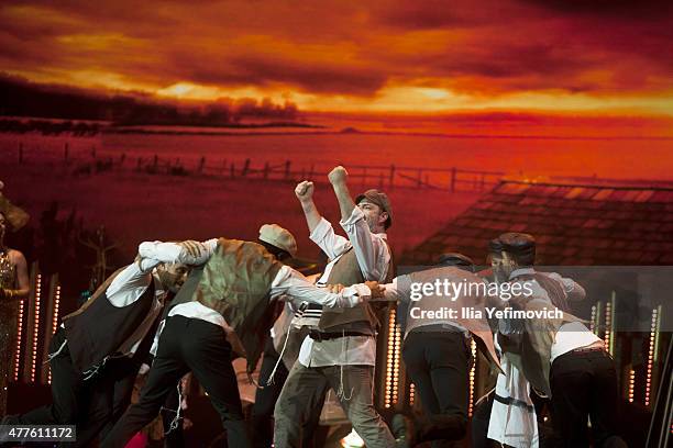 Performers on stage during the Genesis Prize ceremony at The Jerusalem Theater on June 18, 2015 in Jerusalem, Israel.