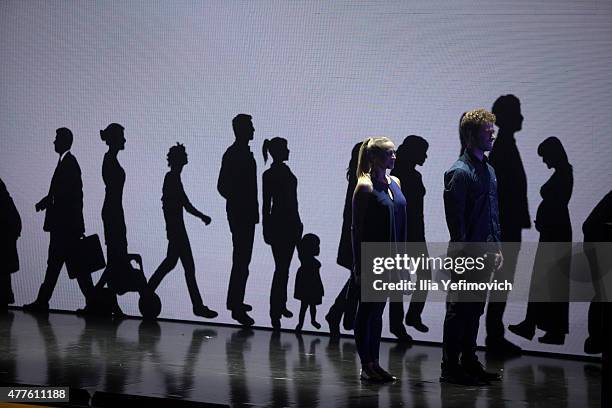 Performers on stage during the Genesis Prize ceremony at The Jerusalem Theater on June 18, 2015 in Jerusalem, Israel.