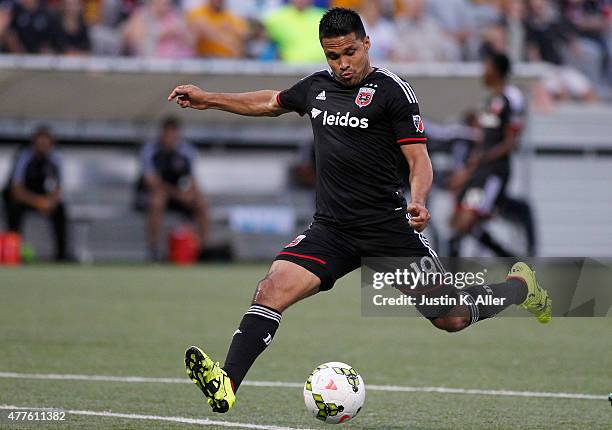 Jairo Arrieta of D.C. United during the 2015 U.S. Open Cup against the Pittsburgh Riverhounds at Highmark Stadium on June 17, 2015 in Pittsburgh,...