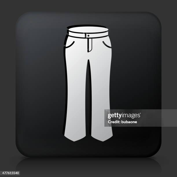 black square button with pants icon - light denim stock illustrations