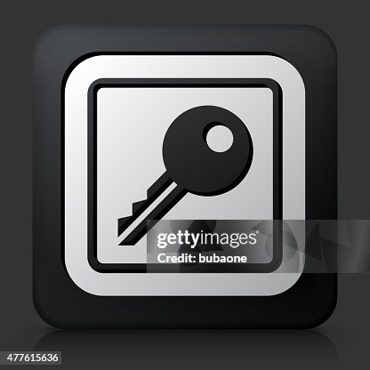 Black Square Button with Key Icon Black Square Button with Key Icon