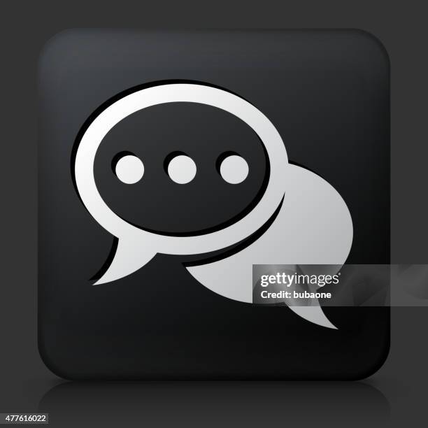 black square button with chatbubbles icon - intense conversation stock illustrations