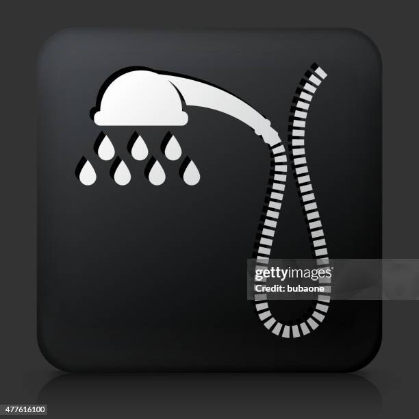black square button with shower head icon - sprinkling stock illustrations