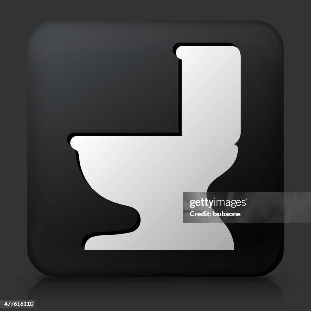black square button with toilet seat icon - bathroom render stock illustrations