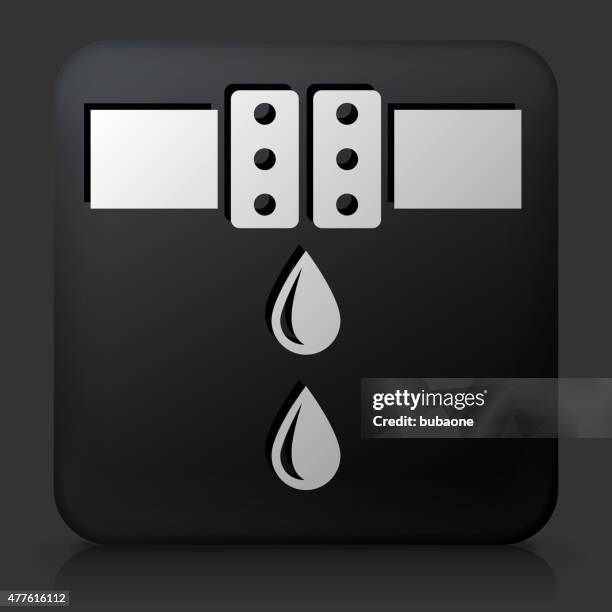 black square button with pipes leaking - fix leaky pipe stock illustrations