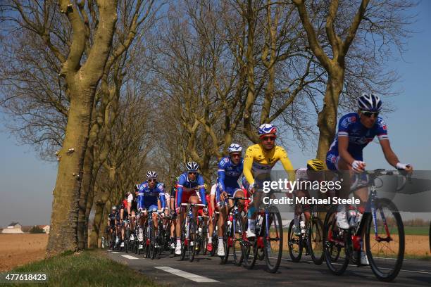 Race leader Nacer Bouhanni of France and FDJ during Stage Two of the Paris- Nice race from Rambouillet to Saint-Georges-sur-Baulche on March 10, 2014...