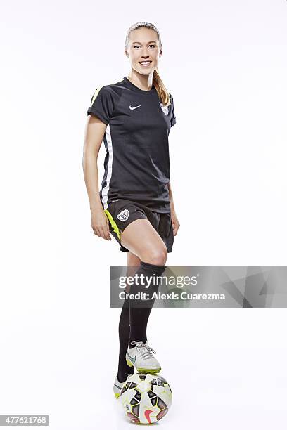 United States National Soccer team member, Whitney Engen is photographed for Sports Illustrated on May 2, 2015 in Newport Beach, California....