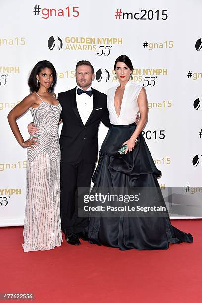 Karla Mosley, Jacob Young and Jacqueline MacInnes Wood attend the closing ceremony of the 55th Monte-Carlo Television Festival on June 18 in Monaco.