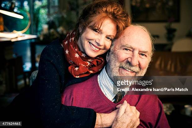 French actor Jean-Pierre Marielle and his wife Agathe Natanson are photographed for Paris Match on February 17, 2014 in Boulogne-Billancourt, France.