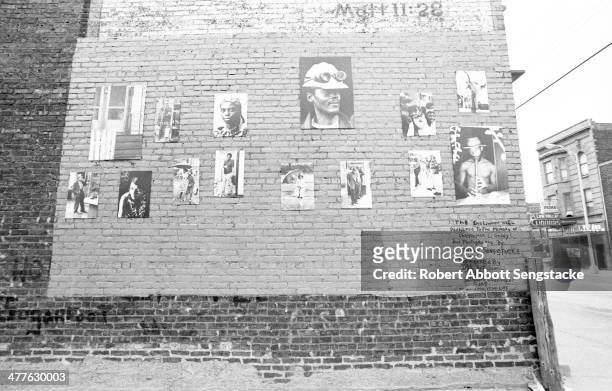View of 'The Englewood Wall,' a public art project dedicated to the memory of Christopher Gaddy in the Englewood neighborhood, Chicago, Illinois,...