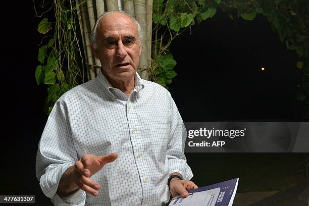 Chilean politician and former minister during Salvador Allende's presidency, Sergio Bitar talks with AFP during an interview, on March 8, 2014 in...