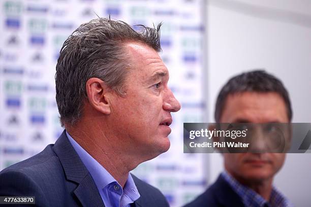 Sir John Kirwan announces that he is stepping down from the role of Blues head coach alongside Blues CEO Michael Redman as he speaks to the media...