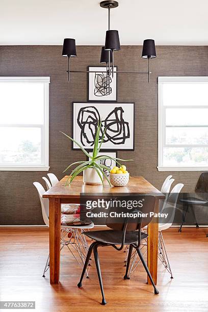 Decor dining details of actress Michaela Conlin's home are photographed for Domaine Home on April 23, 2015 in Los Angeles, California.