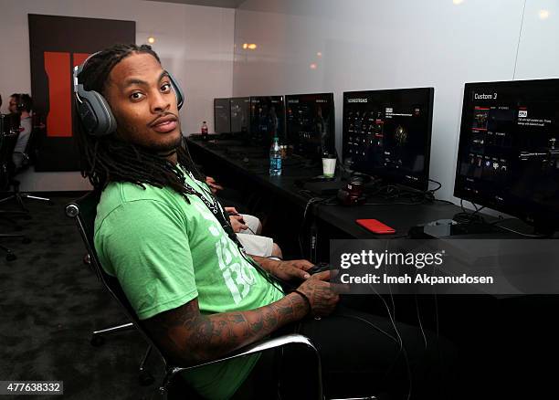 Rapper Waka Flocka Flame visits Activision's Call of Duty: Black Ops 3 booth during E3 2015 at Los Angeles Convention Center on June 18, 2015 in Los...