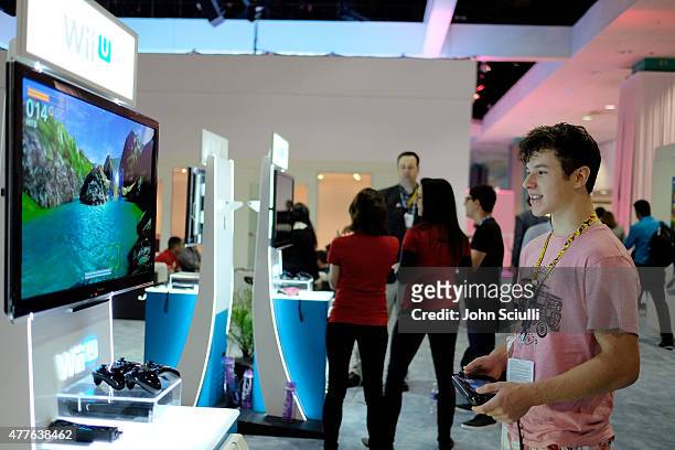 Nolan Gould attends Nintendo hosts celebrities at 2015 E3 Gaming Convention at Los Angeles Convention Center on June 18, 2015 in Los Angeles,...