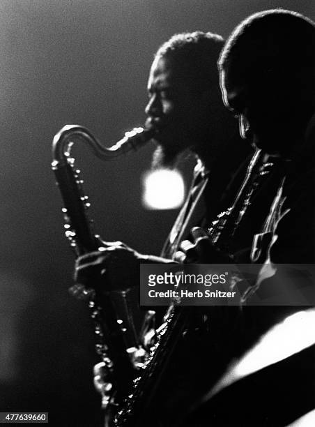 Jazz musicians John Coltrane and Eric Dolphy perform at the Village Gate in August 1961 in New York City, NY.