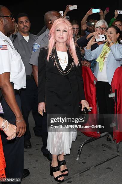 Cyndi Lauper seen arriving to the Songwriters Hall Of Fame 2015 46th Annual Induction and Awards Gala on June 18, 2015 in New York City.