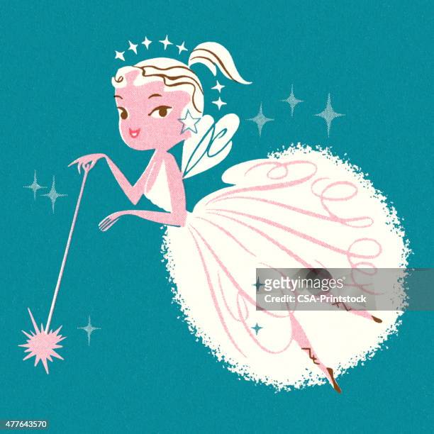 fairy princess with wand - fairy princess stock illustrations