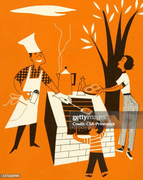 family bbq - family at a picnic stock illustrations