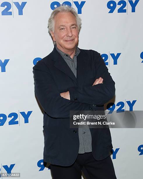 Actor Alan Rickman arrives for Reel Pieces with Annette Insdorf: preview of "A Little Chaos" held at the 92nd Street Y on June 18, 2015 in New York...