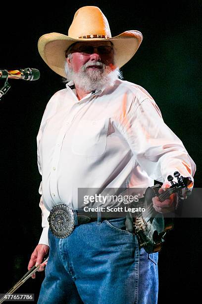 Charlie Daniels of the Charlie Daniels Band performs at Freedom Hill Amphitheater on June 18, 2015 in Sterling Heights, Michigan.