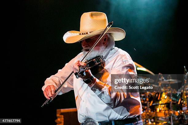 Charlie Daniels of the Charlie Daniels Band performs at Freedom Hill Amphitheater on June 18, 2015 in Sterling Heights, Michigan.