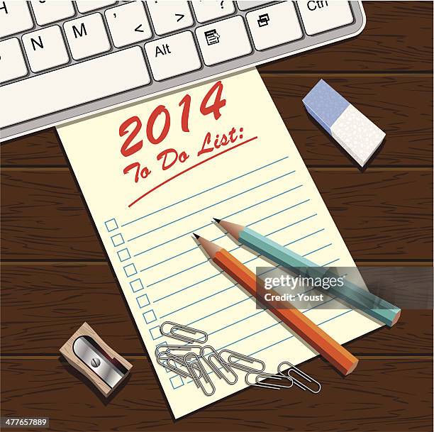 to do list 2014 - sharpening pencil stock illustrations