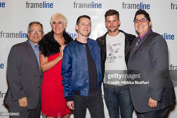 Senior Programmer Peter L. Stein, Executive Director Frances Wallace, Director Justin Kelly, actor Charlie Carver and Director of Exhibition Des...