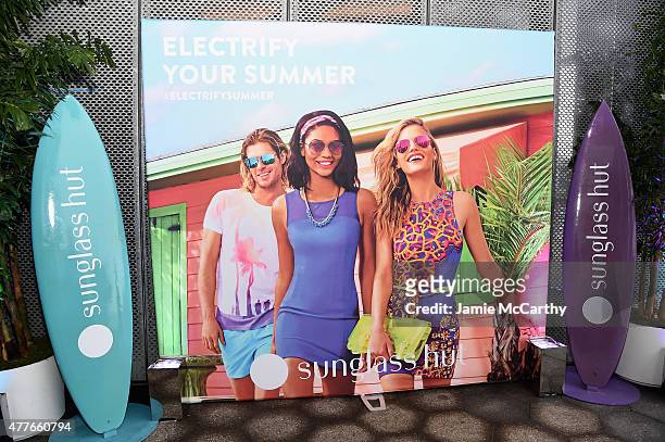 View of atmosphere during the Sunglass Hut celebration "Electrify Your Summer" with Georgia May Jagger, Chanel Iman & Nick Fouquet on June 18, 2015...