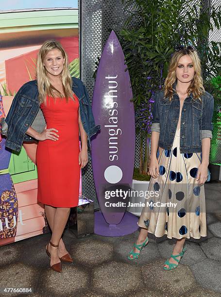 Models Alexandra Richards and Georgia May Jagger attend the Sunglass Hut celebration "Electrify Your Summer" with Georgia May Jagger, Chanel Iman &...