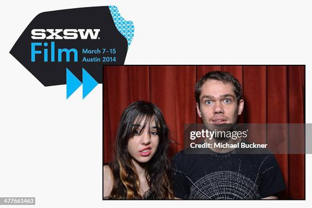 Actress Lorelei Linklater and actor Ellar Coltrane pose in the SXSW Photo Booth at the premiere for "Boyhood" during the 2014 SXSW Music, Film +...