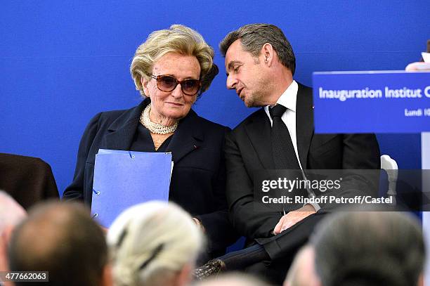 Bernadette Chirac and Nicolas Sarkozy attend the inauguration of the Claude Pompidou Institute dedicated to the fight against Alzheimer's disease.