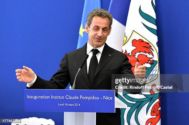 Nicolas Sarkozy attends the inauguration of the Claude Pompidou Institute dedicated to the fight against Alzheimer's disease.